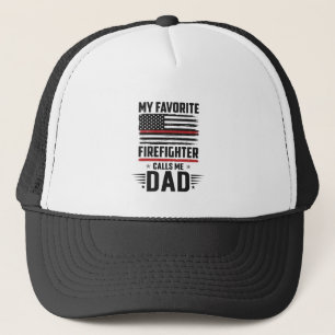 Firefighter Dad Flag Vintage Engraving Design_1 Trucker Hat