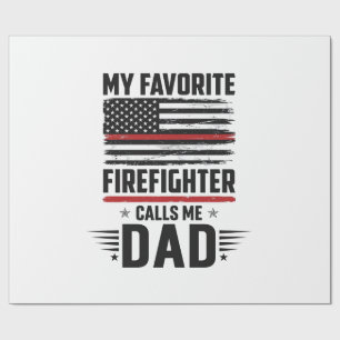 Firefighter Dad Flag Vintage Engraving Design_1 Wrapping Paper