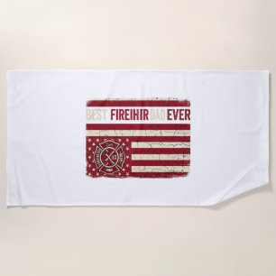 Firefighter Dad Vertical Flag Vintage Beach Towel