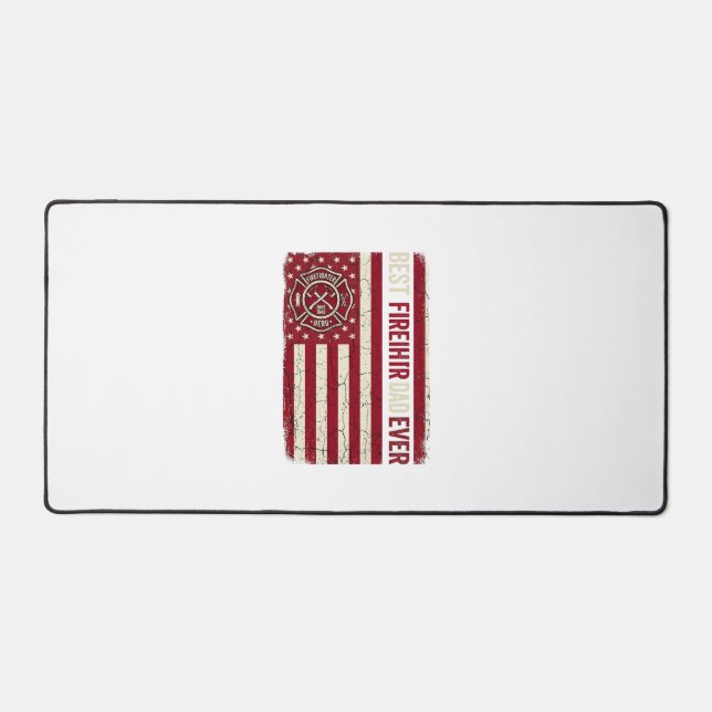 Firefighter Dad Vertical Flag Vintage Desk Mat (Front)