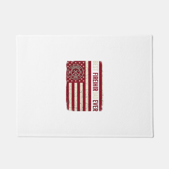 Firefighter Dad Vertical Flag Vintage Doormat (Front)