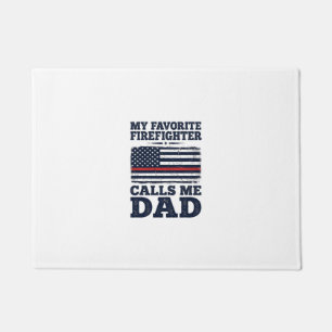 Firefighter Dad Vintage Flag Shirt Design_1 Doormat