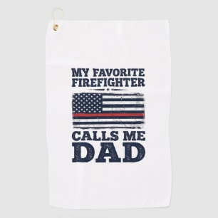 Firefighter Dad Vintage Flag Shirt Design_1 Golf Towel