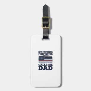 Firefighter Dad Vintage Flag Shirt Design_1 Luggage Tag