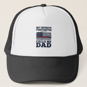 Firefighter Dad Vintage Flag Shirt Design_1 Trucker Hat
