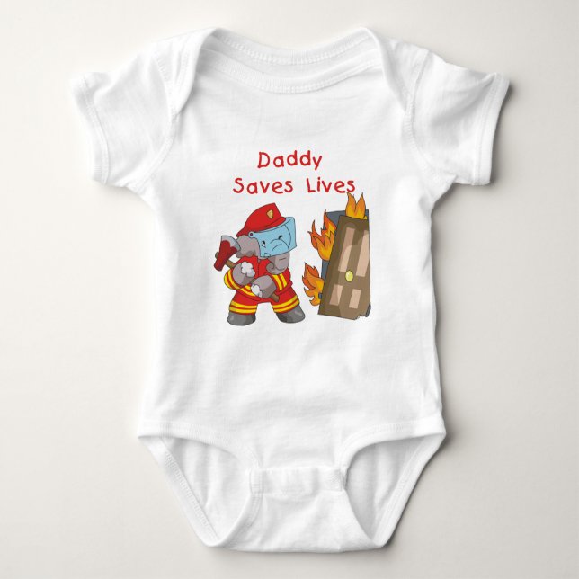 Firefighter Daddy Saves Lives Tshirts and Gifts (Front)