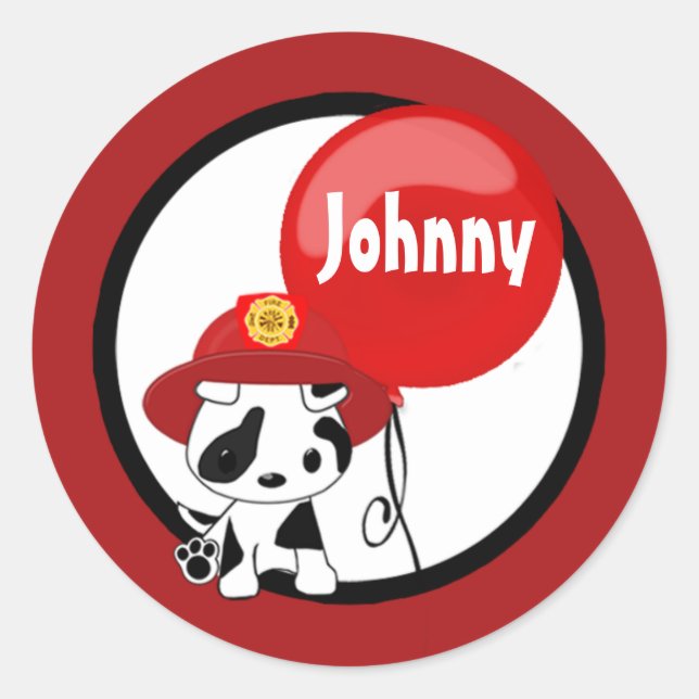 FIREFIGHTER dalmatian birthday balloon sticker #1 (Front)