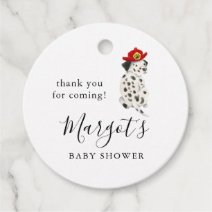 Firefighter Dalmatian Dog Baby Shower Favour Tags