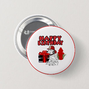 Firefighter Dalmatian Dog Fire Hydrant Birthday 6 Cm Round Badge