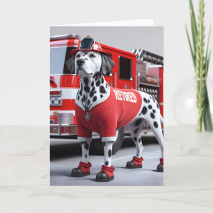 Firefighter Dalmation Wearing a Retired Shirt Card