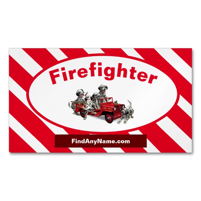 Firefighter Dalmations Business Card Magnet (Front)