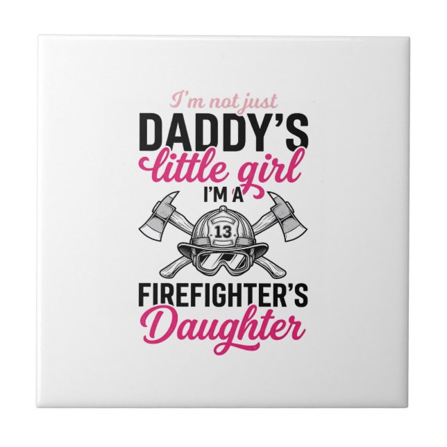 Firefighter Daughter Quote Vector Shirt Design_1 Ceramic Tile (Front)