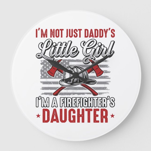 Firefighter Daughter Vintage Large Clock (Front)