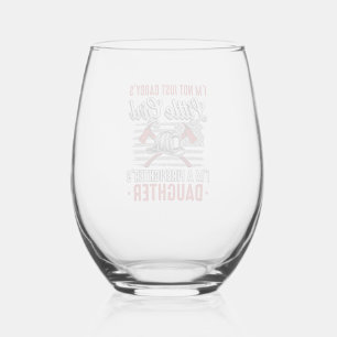 Firefighter Daughter Vintage Stemless Wine Glass