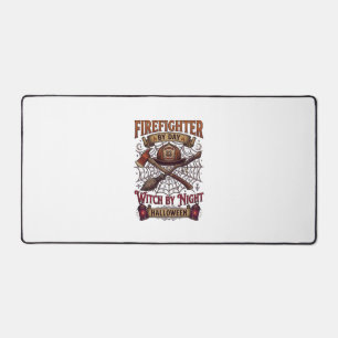 Firefighter Day Witch Night Halloween Helmet Axe B Desk Mat