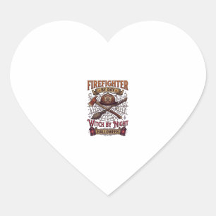 Firefighter Day Witch Night Halloween Helmet Axe B Heart Sticker