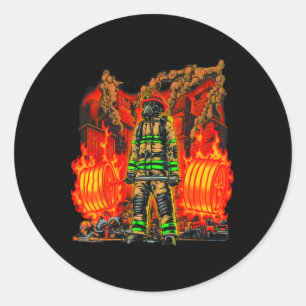 Firefighter Deadlifting Workout Bodybuilding Fitne Classic Round Sticker