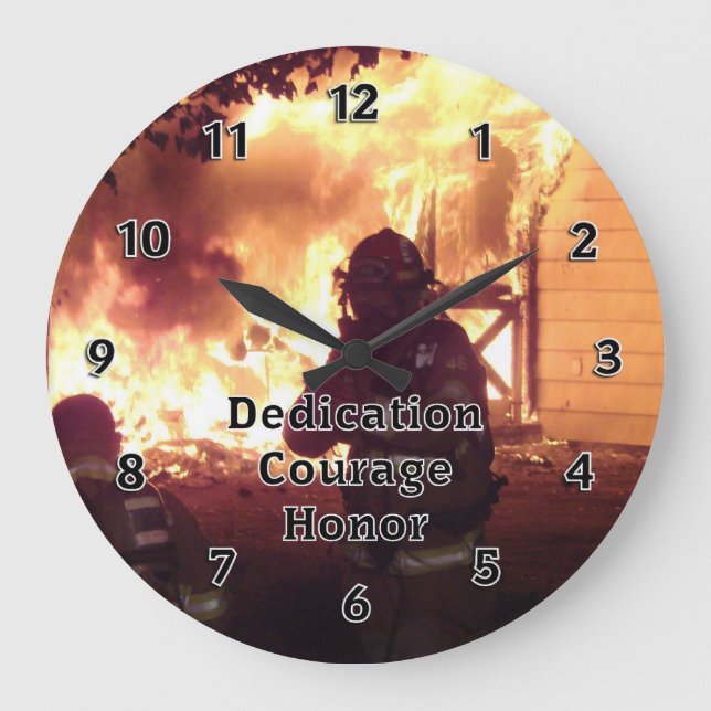 Firefighter Dedication Courage Honour Large Clock (Front)