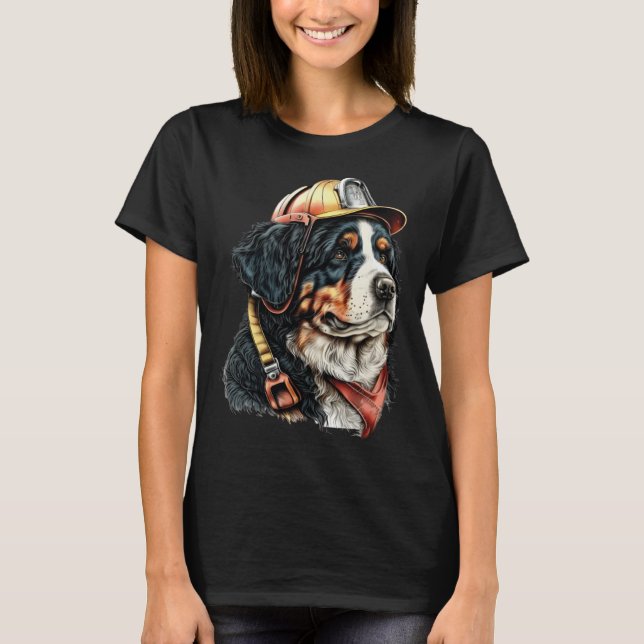 FireFighter Dog For Bernese Mountain Dad Fire Figh T-Shirt (Front)