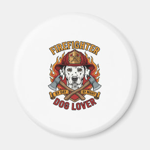 Firefighter Dog Lover Dalmatian Fire Helmet Axes F Magnet