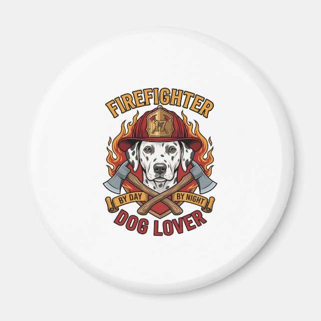 Firefighter Dog Lover Dalmatian Fire Helmet Axes F Magnet (Front)