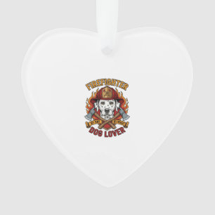 Firefighter Dog Lover Dalmatian Fire Helmet Axes F Ornament