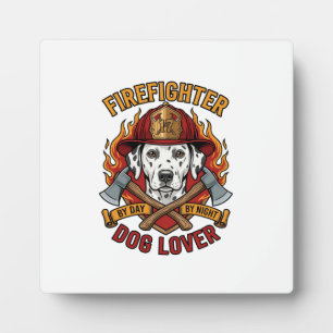 Firefighter Dog Lover Dalmatian Fire Helmet Axes F Plaque