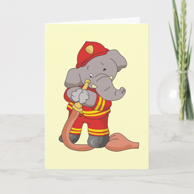 Firefighter Elephant Tshirts and Gifts Card (Front)
