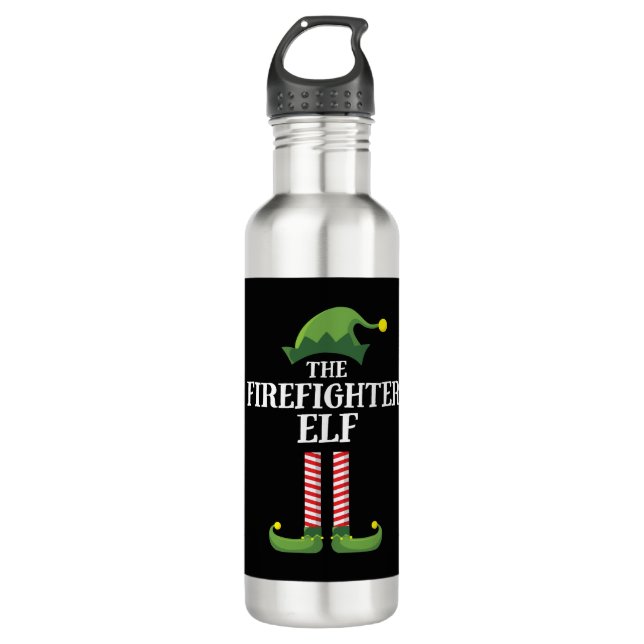 Firefighter Elf Matching Family Group Christmas Pa 710 Ml Water Bottle (Front)