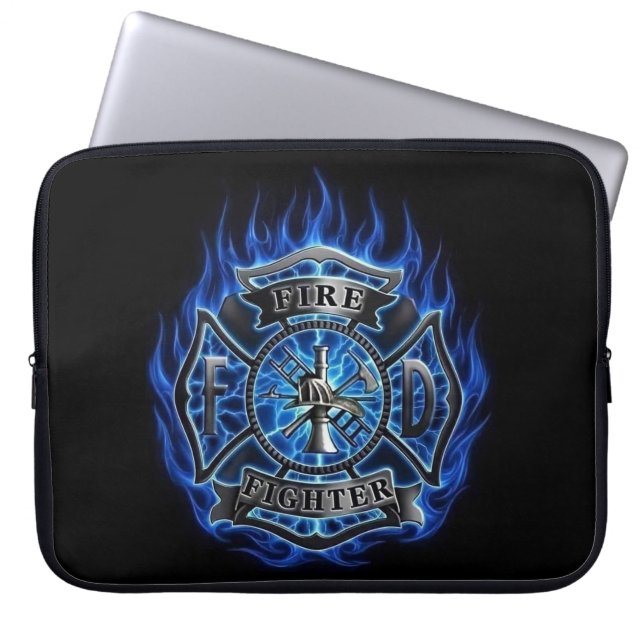 Firefighter Emblem Laptop Bag with Blue Flame (Front)