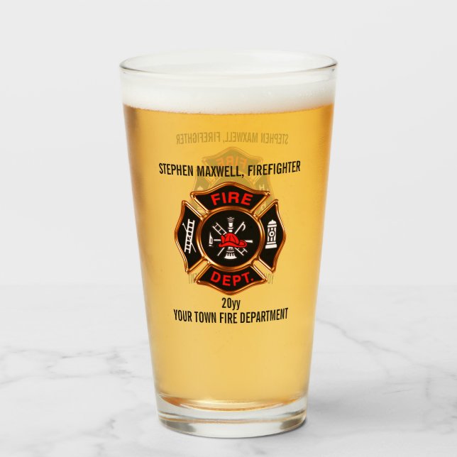Firefighter Emblem Name and Department Glass (Front Filled)