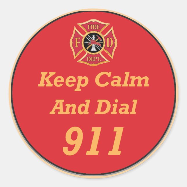 Firefighter Emergency 911 Round Sticker (Front)