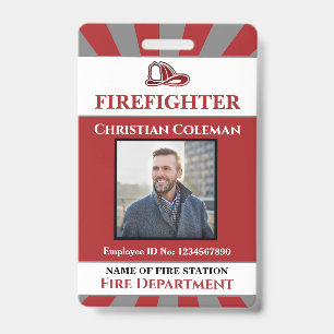Firefighter Employee ID Card Photo Logo Custom  Badge