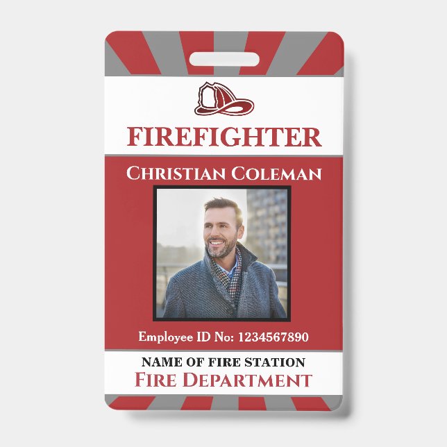 Firefighter Employee ID Card Photo Logo Custom  Badge (Front)