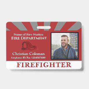Firefighter Employee ID Card Photo Logo Custom Badge