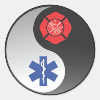 firefighter ems classic round sticker