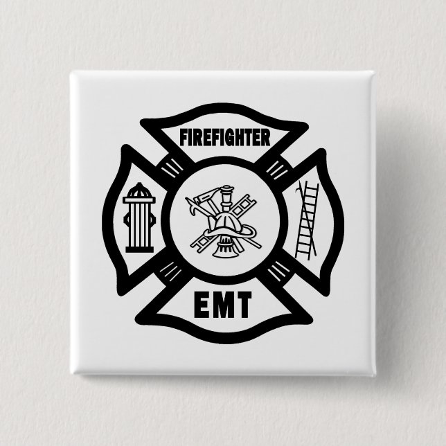 Firefighter EMT 15 Cm Square Badge (Front)