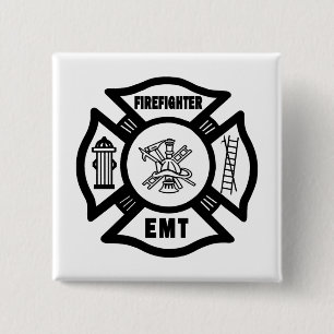 Firefighter EMT 15 Cm Square Badge