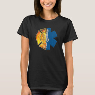 Firefighter Emt Proud Emt Firefighter Ems Badge T-Shirt