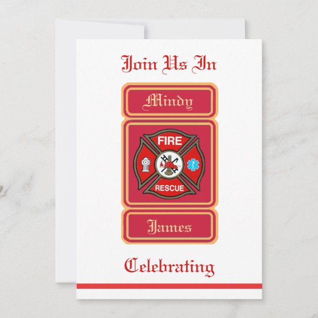 Firefighter EMT Rescue Wedding Invitation (Front)