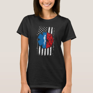 Firefighter Emt Us Flag Emt Firefighter Ems 2 T-Shirt