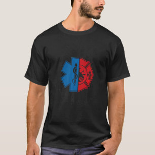 Firefighter Emt Us Flag Emt Firefighter Ems 3 T-Shirt