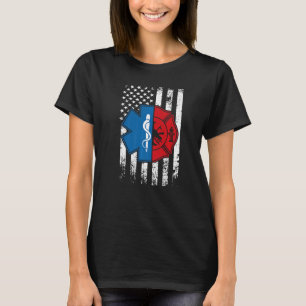 Firefighter Emt Us Flag Emt Firefighter Ems T-Shirt