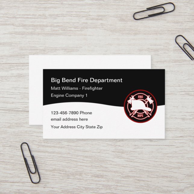 Firefighter Engine Company Business Card Template (Front/Back In Situ)