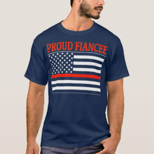 Firefighter Fiancee Proud Fiancee American Flag T-Shirt