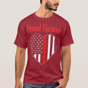 Firefighter Fiancee Proud Fiancee American Flag T-Shirt