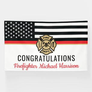 Firefighter Fire Academy Fireman Graduation Banner