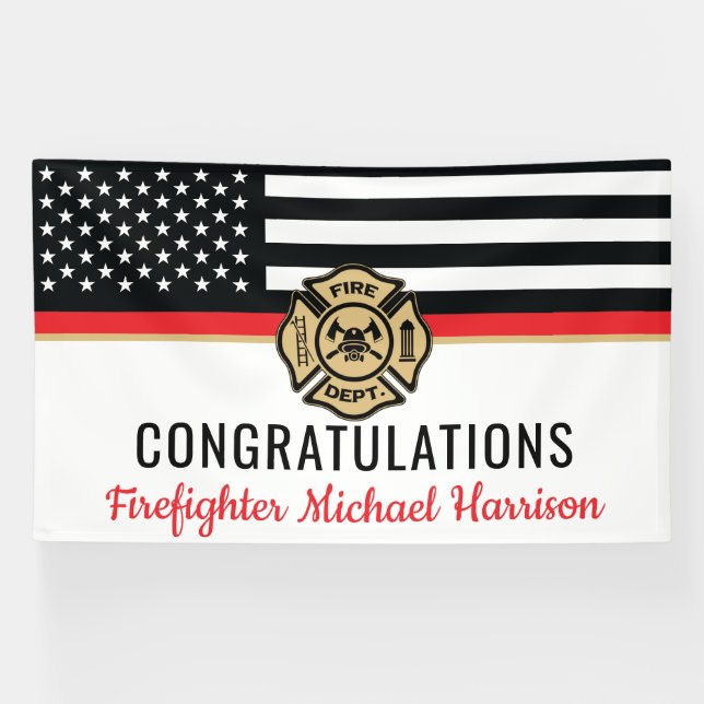 Firefighter Fire Academy Fireman Graduation Banner (Horizontal)