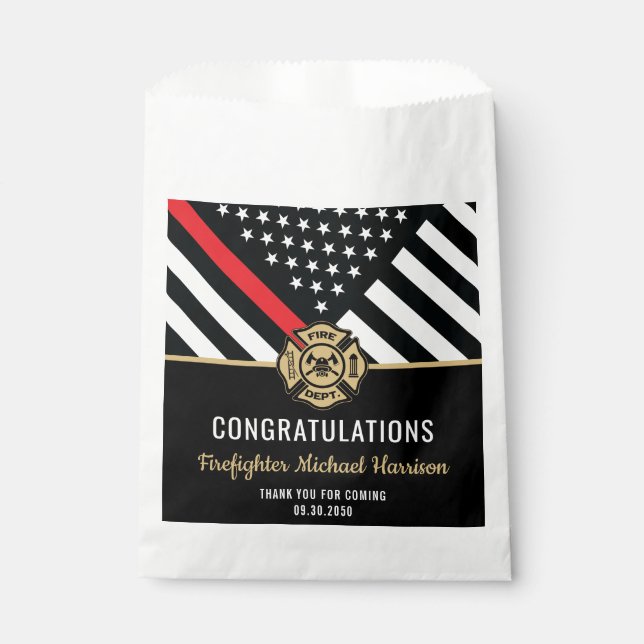 Firefighter Fire Academy Fireman Graduation Party Favour Bag (Front)