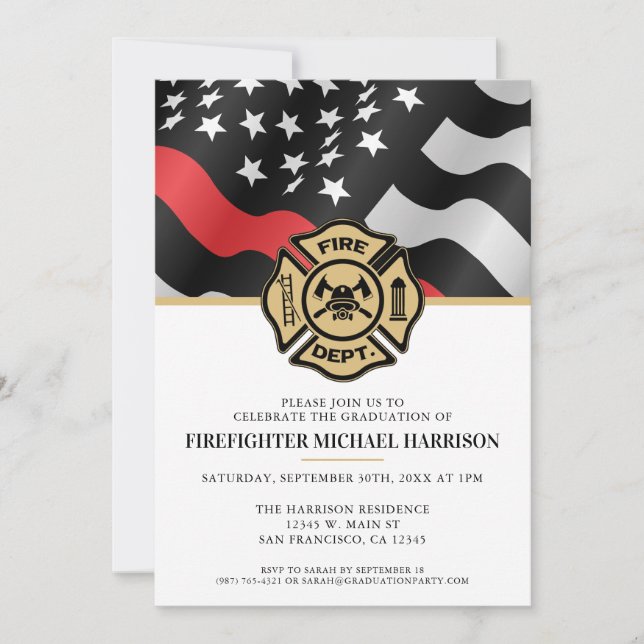 Firefighter Fire Academy Fireman Graduation Party Invitation (Front)